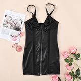 Sling Faux Leather Mesh Stitching Hollow Out Cutout Breathable Backless Body Shaping Sexy Jumpsuit