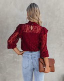 Gouhua Hollow Lace Lotus Long Sleeve Blouses