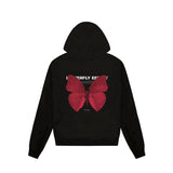 Black Brand Sweater Women Trendy Fleece Lined Thickened Hooded Butterfly Printed Hoodie