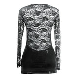 Faux Leather Lace Stitching Sexy Outerwear Tight Dress